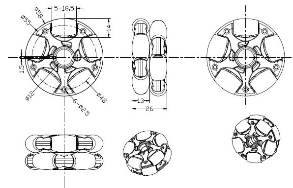 58mm Plastic Omni Wheel for robot kit and Servo Motor - Image 7